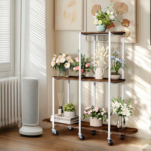 Plant Stand with Wheels | Indoor & Outdoor Flower Rack Display Shelf