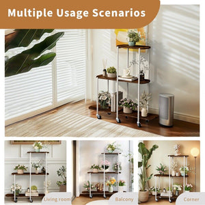 Plant Stand with Wheels | Indoor & Outdoor Flower Rack Display Shelf