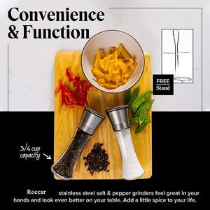 Modern Stainless Steel Salt & Pepper Grinder Set