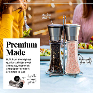 Modern Stainless Steel Salt & Pepper Grinder Set