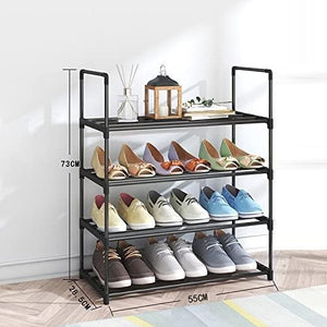 4-Tier Stainless Steel Shoe Rack Storage Organizer | Holds up to 15 Pairs of Shoes | 55cm, Black