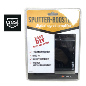 Crest UHF VHF Digital TV Signal Splitter | Distributor | 2 Outputs
