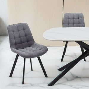 4PCS Neo Softy Fabric Dining Chairs | Dark Grey | Modern Upholstered Kitchen Seating Set