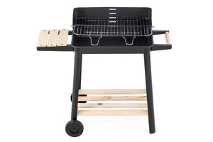 Charcoal Grill BBQ | With Manual Rotisserie Stick | On Trolley Stand