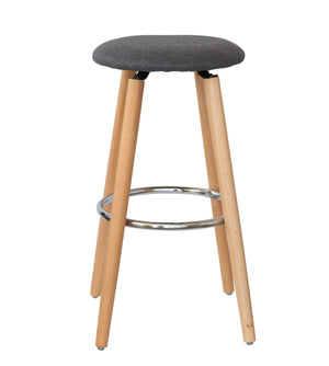 2 Cotton/Steel Modern Padded Barstools | Grey/Wood