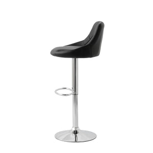 2 Diamond Style Padded Leather Barstools | Black | Adjustable Height