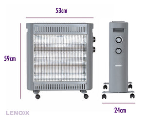 2200W Quartz Infrared Radiant Heater | Adjustable Thermostat | 2 Power Settings