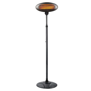 Electric Patio Heater | 2000W | 2.1m | Free Standing | Adjustable | Portable | Outdoor | Black