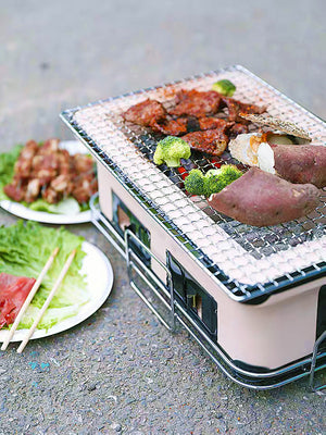 Portable Hibachi Tabletop Grill | Dual Charcoal BBQ Chambers