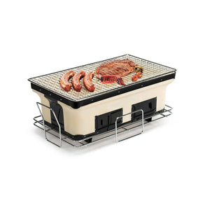 Portable Hibachi Tabletop Grill | Dual Charcoal BBQ Chambers
