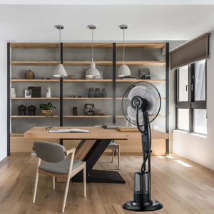Freestanding Air Cooling Fan | With Misting Water Spray | 40cm Width, 1.2m Height + Remote Control