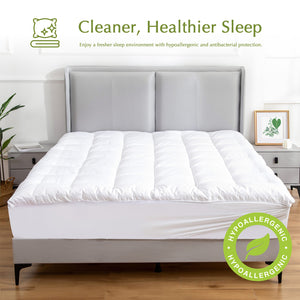 Hypoallergenic | Antibacterial | 100% Microfiber Filling | Mattress Topper | QUEEN
