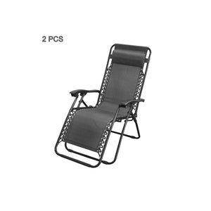 2 Pcs Zero Gravity Folding Reclining Chairs | Black | Adjustable Seating