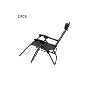 2 Pcs Zero Gravity Folding Reclining Chairs | Black | Adjustable Seating