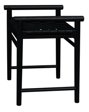 Elliot Single Seater Bench with Genuine Leather | Black