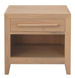 Dion 1-Drawer Solid Mindi Bedside Table | Natural