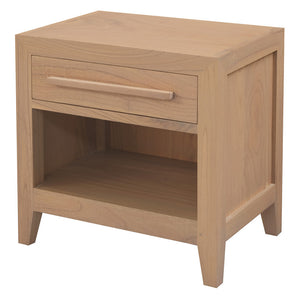 Dion 1-Drawer Solid Mindi Bedside Table | Natural