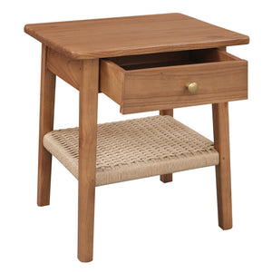Kelly 1-Drawer Bedside Table | Almond Finish | Modern Wooden Bedroom Storage Cabinet