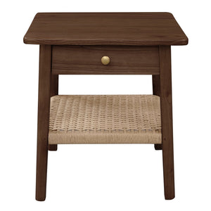 Kelly 1-Drawer Bedside Table | Walnut Finish | Modern Wooden Bedroom Storage Cabinet