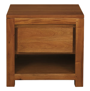 Amsterdam Solid Mahogany Timber 1 Drawer Bedside Table | Light Pecan