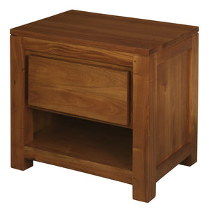 Amsterdam Solid Mahogany Timber 1 Drawer Bedside Table | Light Pecan