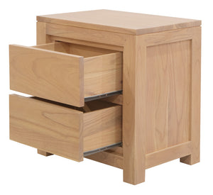Amsterdam Solid White Cedar 2 Drawer Bedside Table | Natural