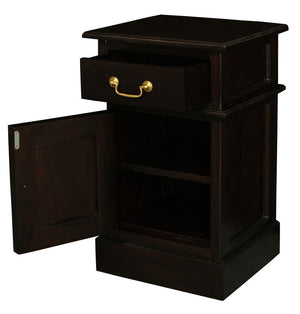 Tasmania 1 Solid Door 1 Drawer Bedside | Chocolate
