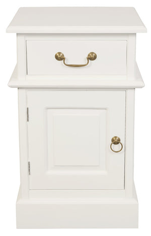 Tasmania 1 Solid Door 1 Drawer Bedside | White