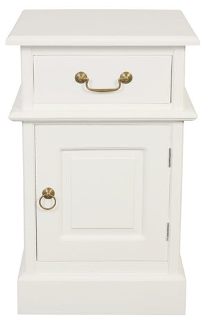 Tasmania 1 Solid Door 1 Drawer Bedside | White