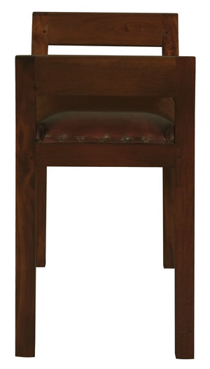 Wilson Genuine Leather Single Seater Stool/Bench | Mahogany