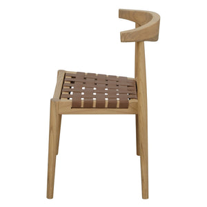 Elliot Leather Dining Chair | Natural Finish | Modern Upholstered Wooden Dining Seat