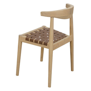 Elliot Leather Dining Chair | Natural Finish | Modern Upholstered Wooden Dining Seat