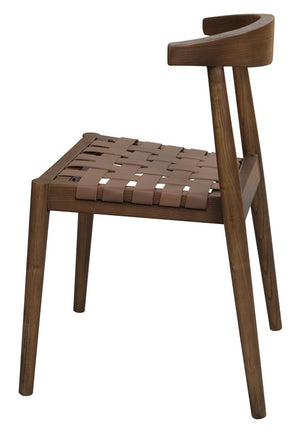 Elliot Leather Dining Chair | Walnut Finish | Modern Upholstered Wooden Dining Seat