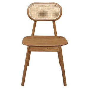 Kelly Rattan Dining Chair | Almond Finish | Natural Woven Seat | Stylish Kitchen Seating