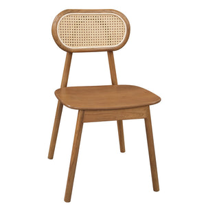 Kelly Rattan Dining Chair | Almond Finish | Natural Woven Seat | Stylish Kitchen Seating