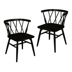 Sierra Cross Back Oak Chair | Set of 2 | Black