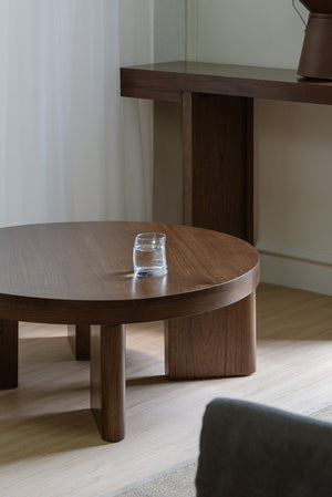 Apollo Round Solid Mindi Timber Coffee Table | Walnut Finish