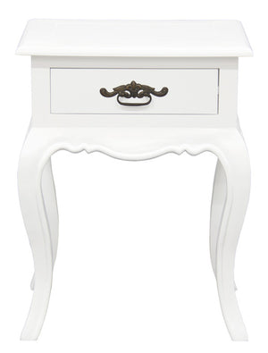 French Provincial 1 Drawer Lamp Table | White