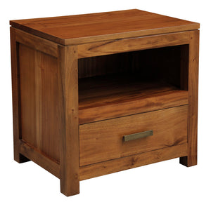 Paris 1 Drawer Solid Mahogany Timber Lamp Table | Light Pecan