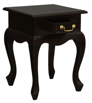 Queen Anne 1 Drawer Lamp Table | Chocolate