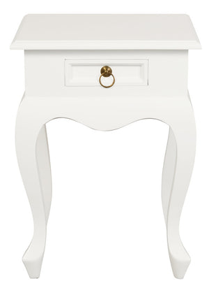 Queen Anne 1 Drawer Lamp Table | White