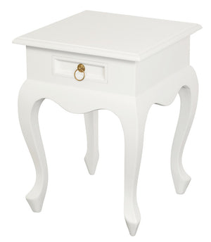 Queen Anne 1 Drawer Lamp Table | White