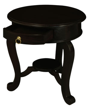 Round Cabriole Leg 1 Drawer Lamp Table | Chocolate