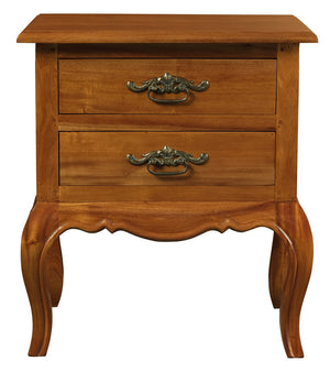 French Provincial 2 Drawer Side Table | Light Pecan