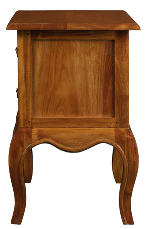 French Provincial 2 Drawer Side Table | Light Pecan
