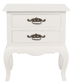 French Provincial 2 Drawer Side Table | White