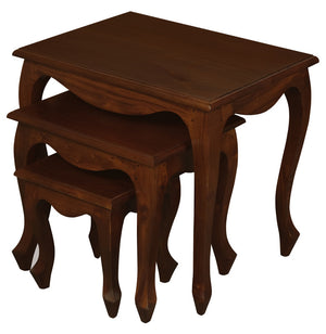 Queen Ann Nest of Table Set | Set of 3 | Mahogany