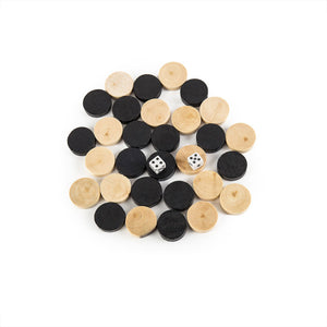 3-in-1 Wooden Chess Set | Folding Chessboard | Wood Pieces | Draughts | Backgammon Toy