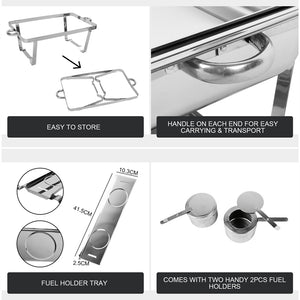 9L Chafing Dish Set | Buffet Pan Bain Marie Bow | Stainless Steel Food Warmer | (2x4.5L)