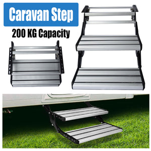 Aluminium Double Caravan Step | Pull Out Folding Steps | For Road RV Camper Trailer